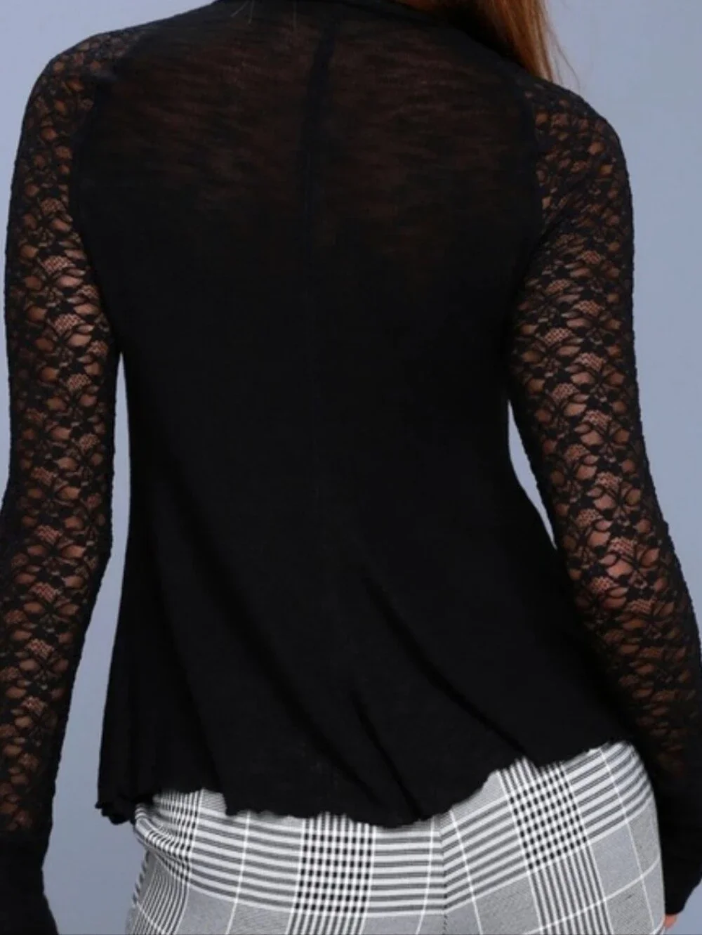 Free People No Limits Black Lace-Inset Long Sleeve Top. Whimsigoth. Lacy.